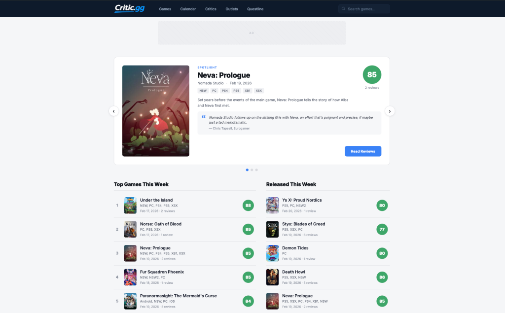 Critic.gg screenshot